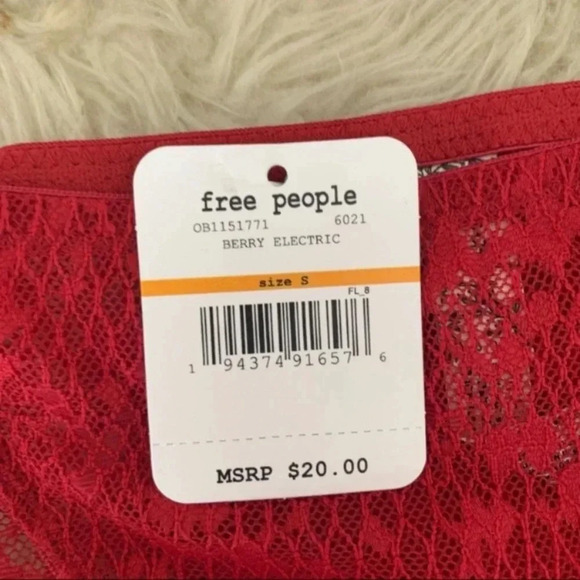 Free People red lace Tameeka high waisted panty S New With Tags - Picture 6 of 7